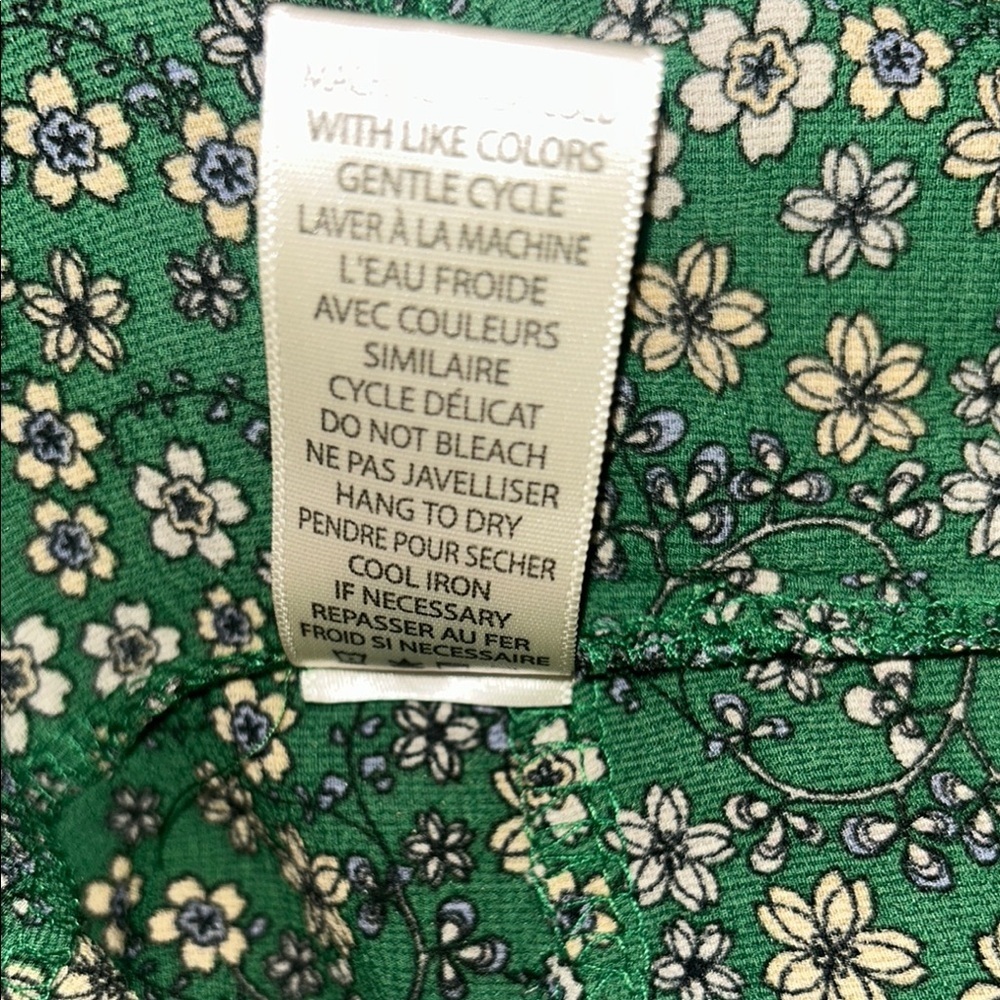 NWOT Max Studio Green Floral Bohemian Prairie Dress 3/4 sleeve - Picture 8 of 8